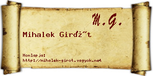 Mihalek Girót névjegykártya